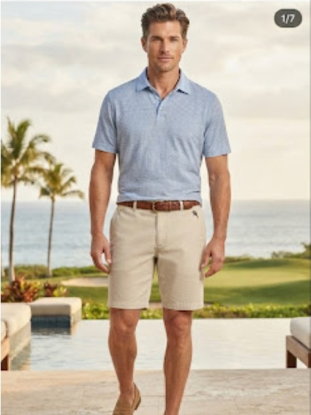 Tommy Bahama Men’s Flat Front Shorts Light Tan 44 Vacation Golf Parrot Head